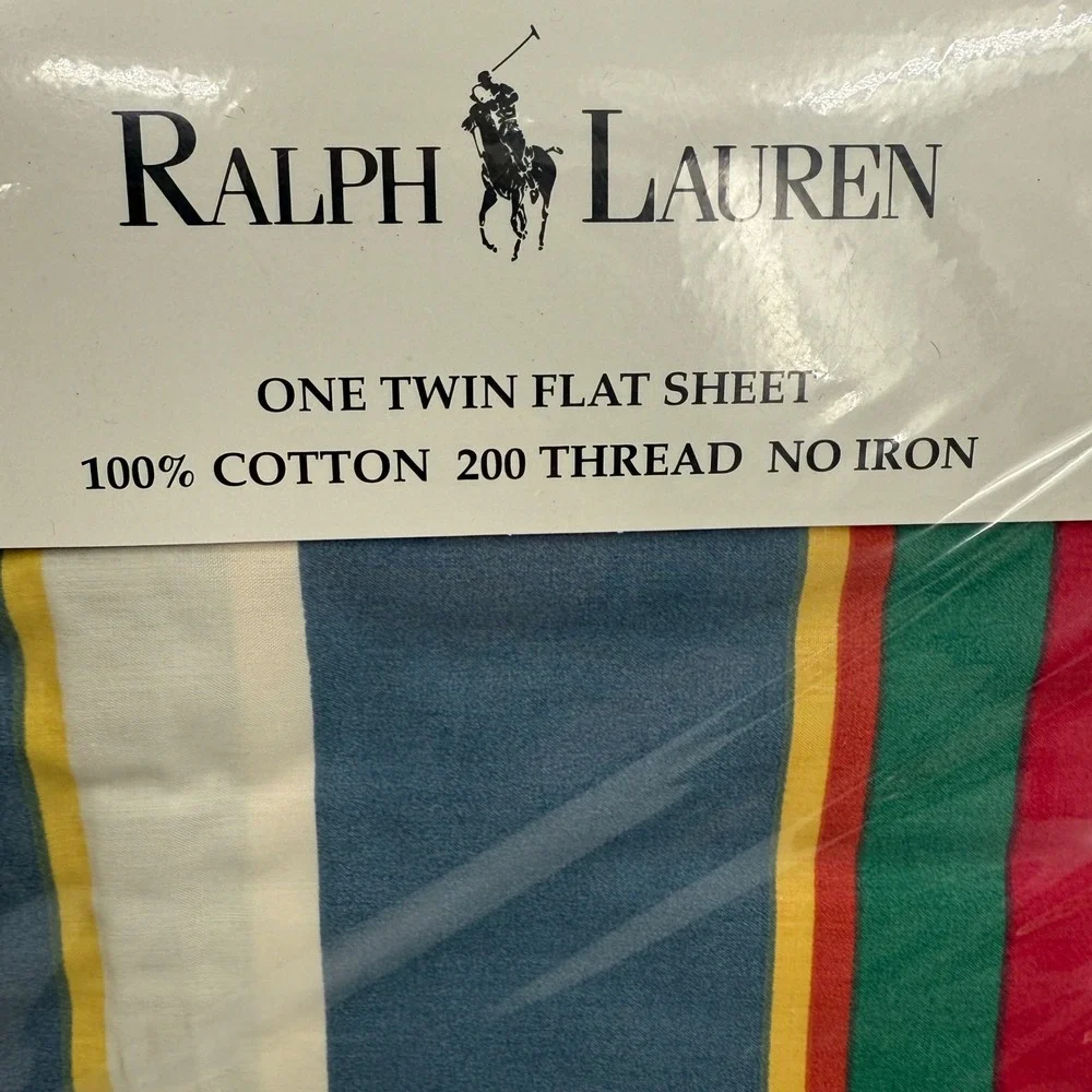 Vintage Ralph Lauren‎ Cape Red Stripe Twin Flat Sheet Made In USA Sealed